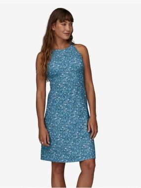 Patagonia Magnolia Spring Dress Block Party Lago Blue Sz S